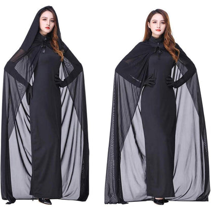 Halloween Kostüm Damen Geisterbraut - Schwarzes Horror Kleid Set