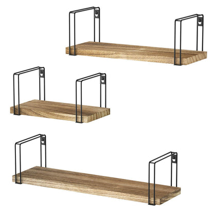 Holz Wandregal 3er Set – Rustikales Schweberegal für Küche & Bad