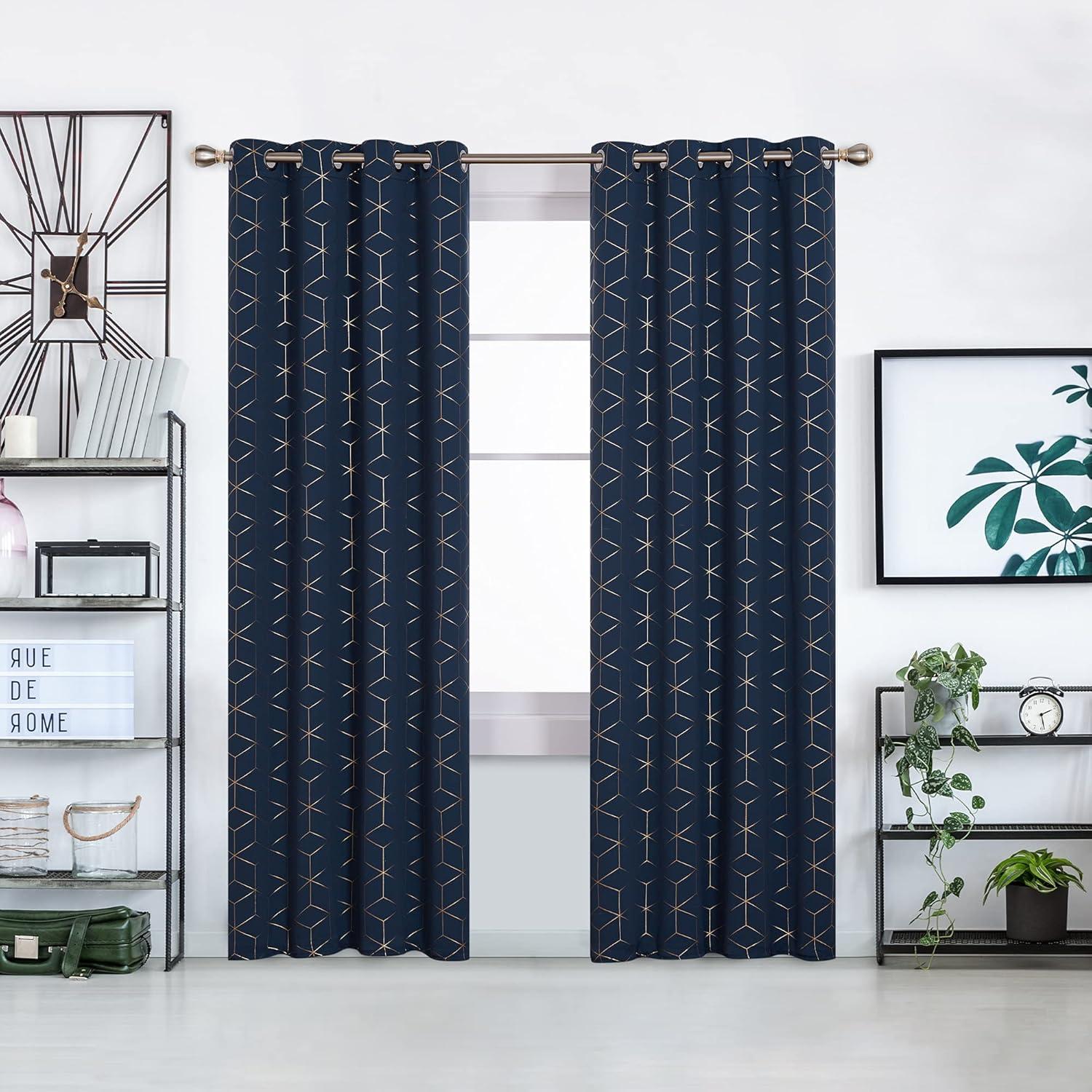 Deconovo Verdunkelungsvorhänge 229x117 cm 2er Set Dunkelblau