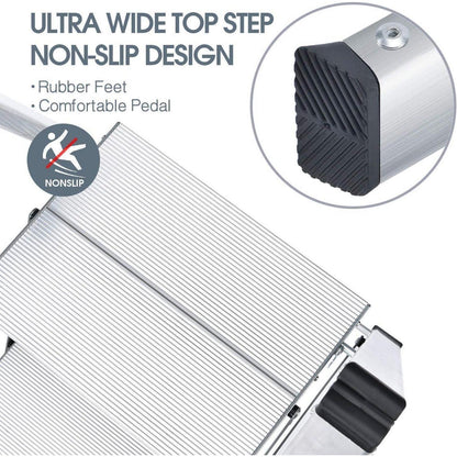 Aluminium Stufenleiter mit Handlauf, rutschfeste