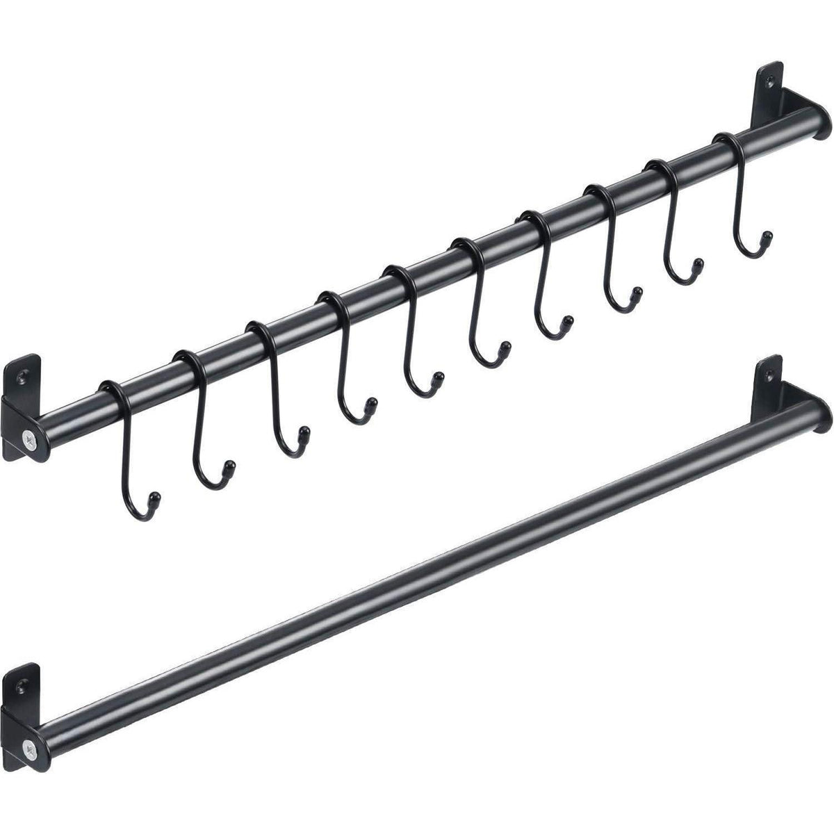 Küchen-Hängeleiste mit 10 S-Haken, 110cm, Schwarz