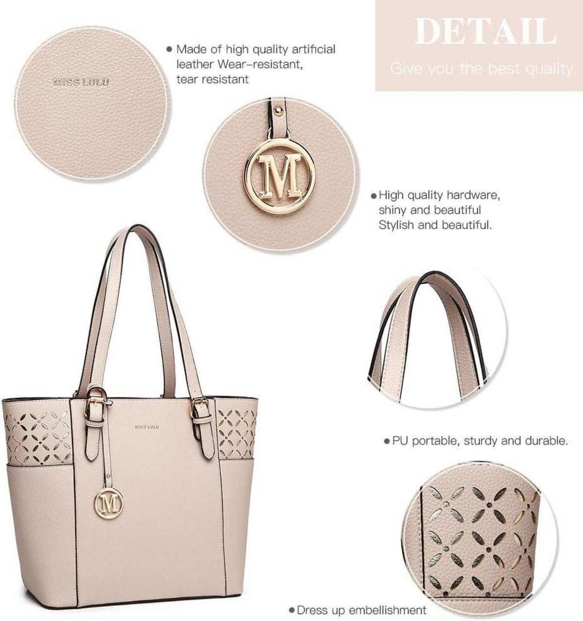 Elegante Miss Lulu Damen Handtasche Shopper Laser-Gravur