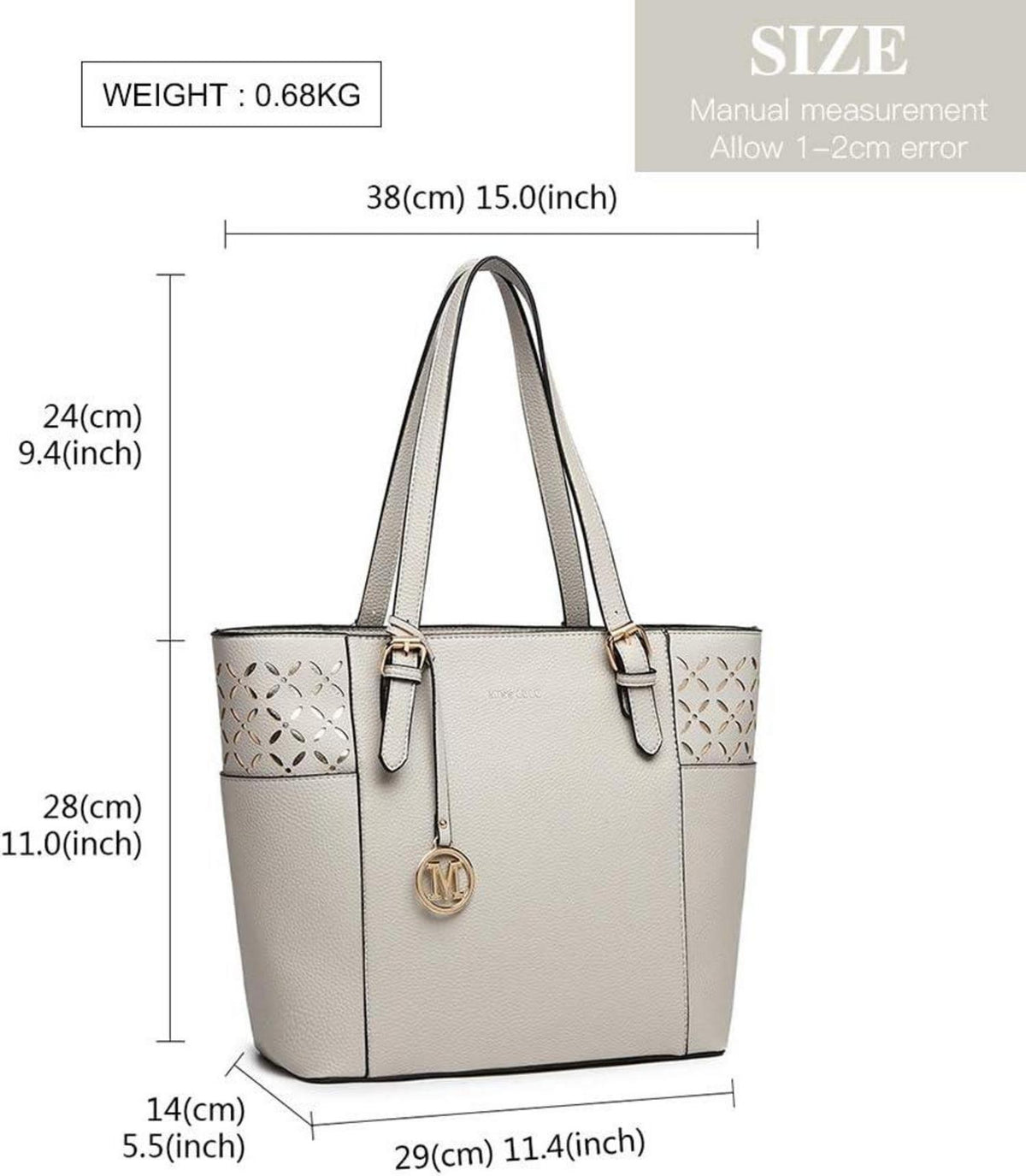 Große Damen Handtasche Pu-Leder Schultertasche mit Reißverschluss