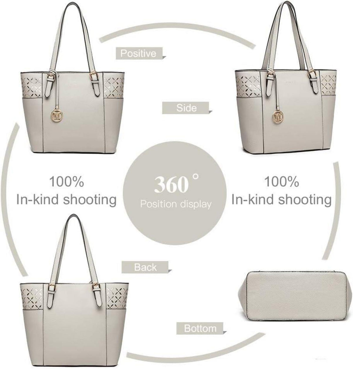 Große Damen Handtasche Shopper Elegant mit Lasergravur und Schulterriemen