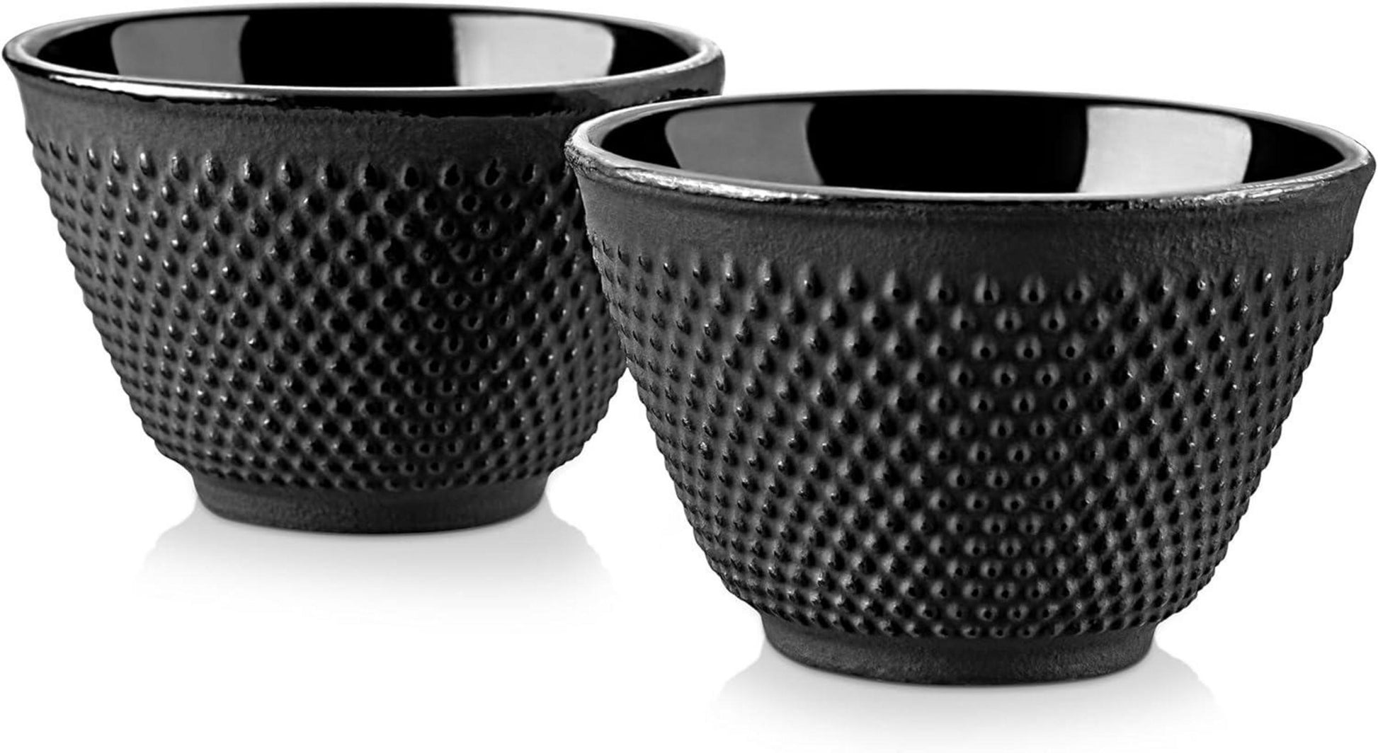 Japanische Gusseisen Teetassen Set, 2er Schwarz Ø 8cm 120ml