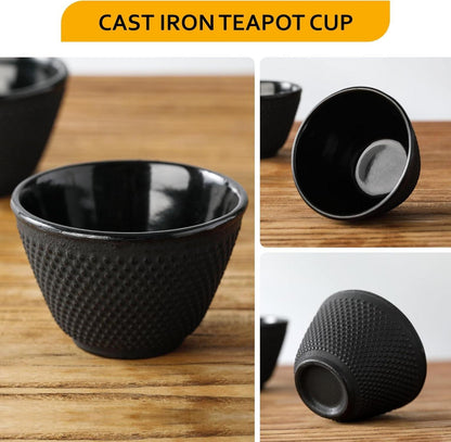 Japanische Gusseisen Teetassen Set, 2er Schwarz Ø 8cm 120ml