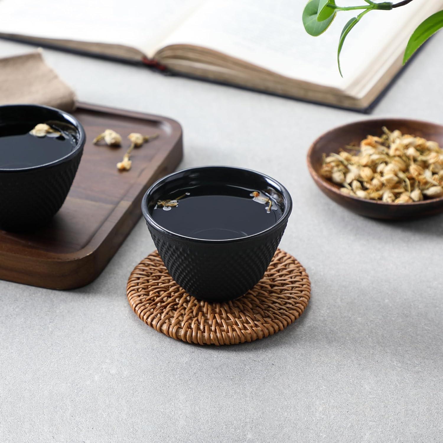 Gusseisen Teetassen Set Japanisch Traditionelles Design 2er Ø 8cm