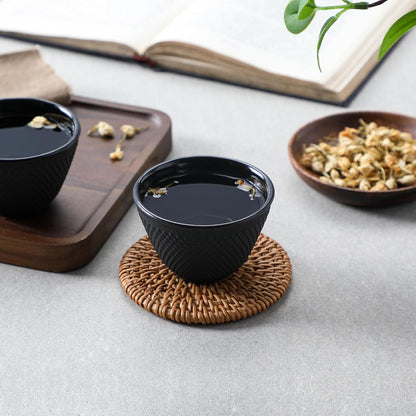 Gusseisen Teetassen Set Japanisch Traditionelles Design 2er Ø 8cm