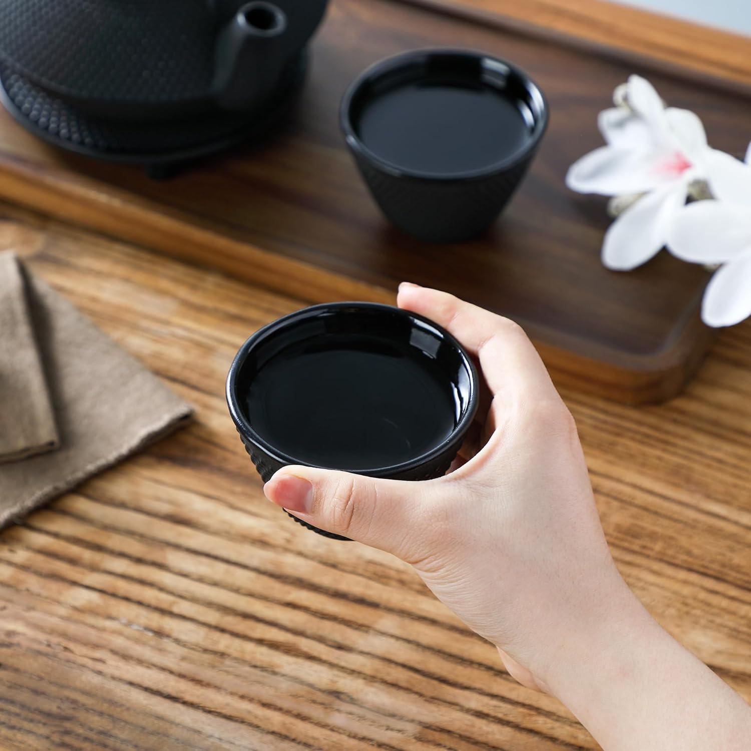 Gusseisen Teetassen Set Japanisch Traditionelles Design 2er Ø 8cm