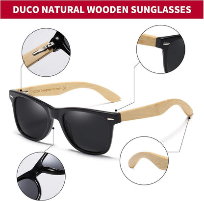 Polarisierte Sonnenbrille Herren Damen UV-Schutz Holzrahmen Walnuss 2141