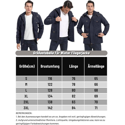 Herren Winterparka mit Kapuze & Cargo Taschen Dunkelblau