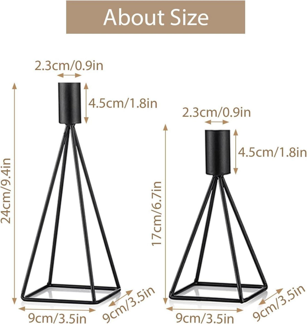Sziqiqi Metall Kerzenständer Vintage Schwarz 2er Set Wohnzimmer Hochzeit