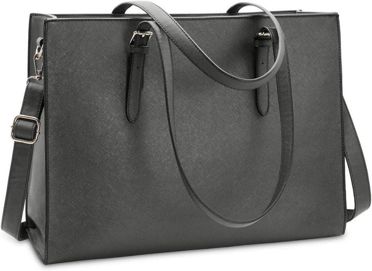 Große Schwarz Damen Handtasche 15.6 Zoll PU-Leder Business Shopper