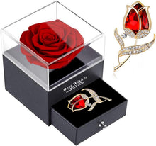 Ewige Rose Geschenkbox Rubin-Rosen-Brosche Muttertag Jahrestag