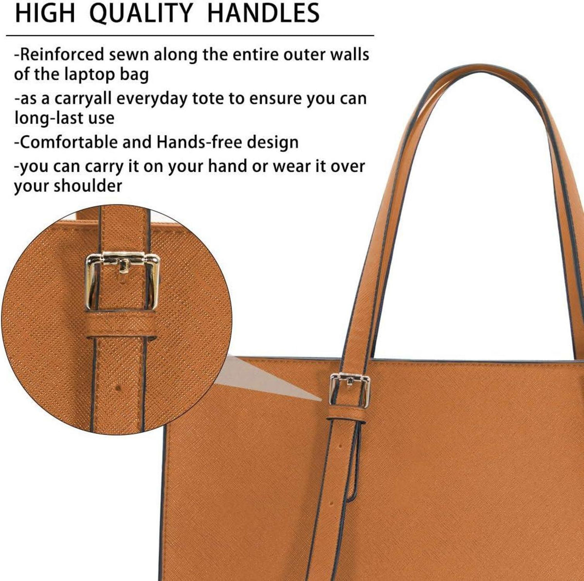 Schwarze Damen Handtasche Shopper Leder 15.6 Zoll Laptop Umhängetasche