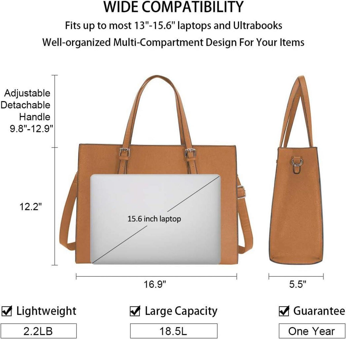 Große Damen Handtasche Schwarz Leder Umhängetasche Business Laptop