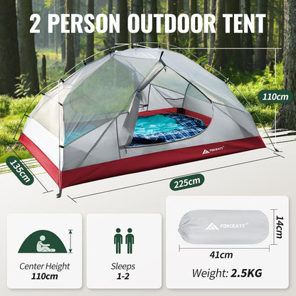 2-3 Personen Campingzelt, wasserdicht, winddicht, ultraleicht, grau/weinrot