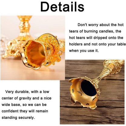 2er Set Kerzenständer Kerzenhalter Vintage Gold für Hochzeit