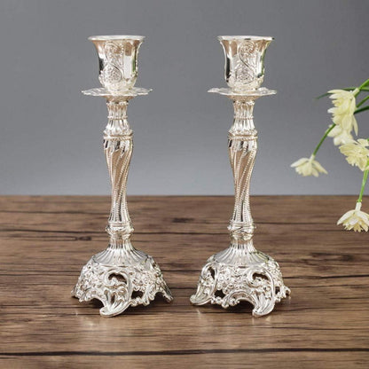 Sziqiqi 2er Kerzenständer Set Silber Vintage Deko Hochzeit