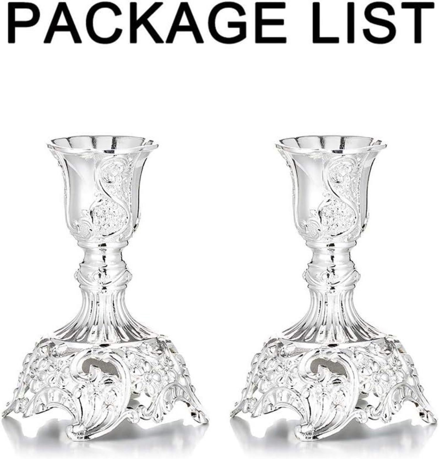 Sziqiqi 2er Set Silber Kerzenständer Schabbat Hochzeit Tischdeko Vintage 10cm