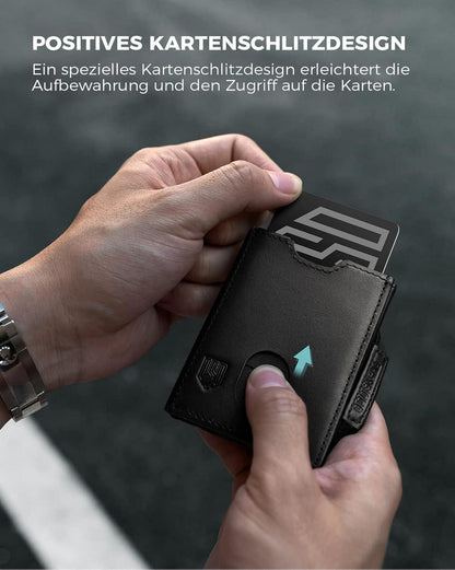 Mini Geldbörse RFID-Schutz Münzfach | Portmonee Leder Herren
