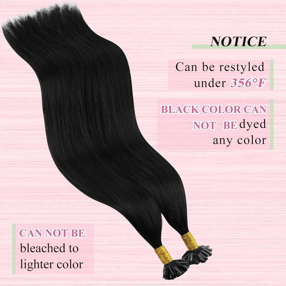 Echthaar Bondings Schwarz - Keratin U Tip Extensions 55cm