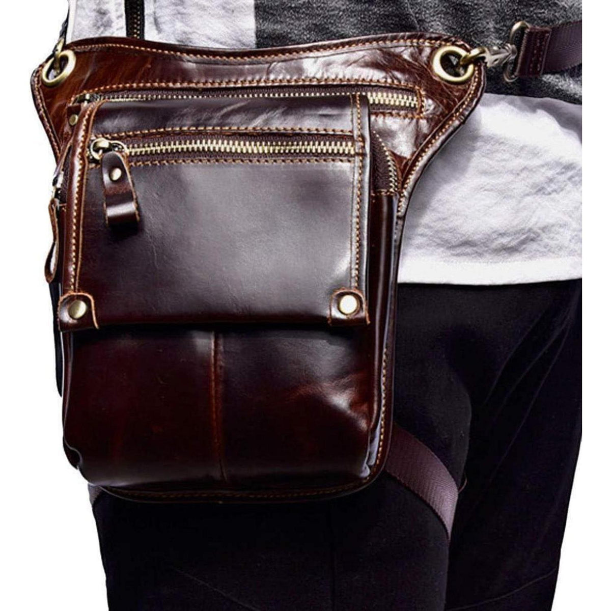 Leder Beintasche Vintage für Herren & Damen – Bauchtasche Outdoor