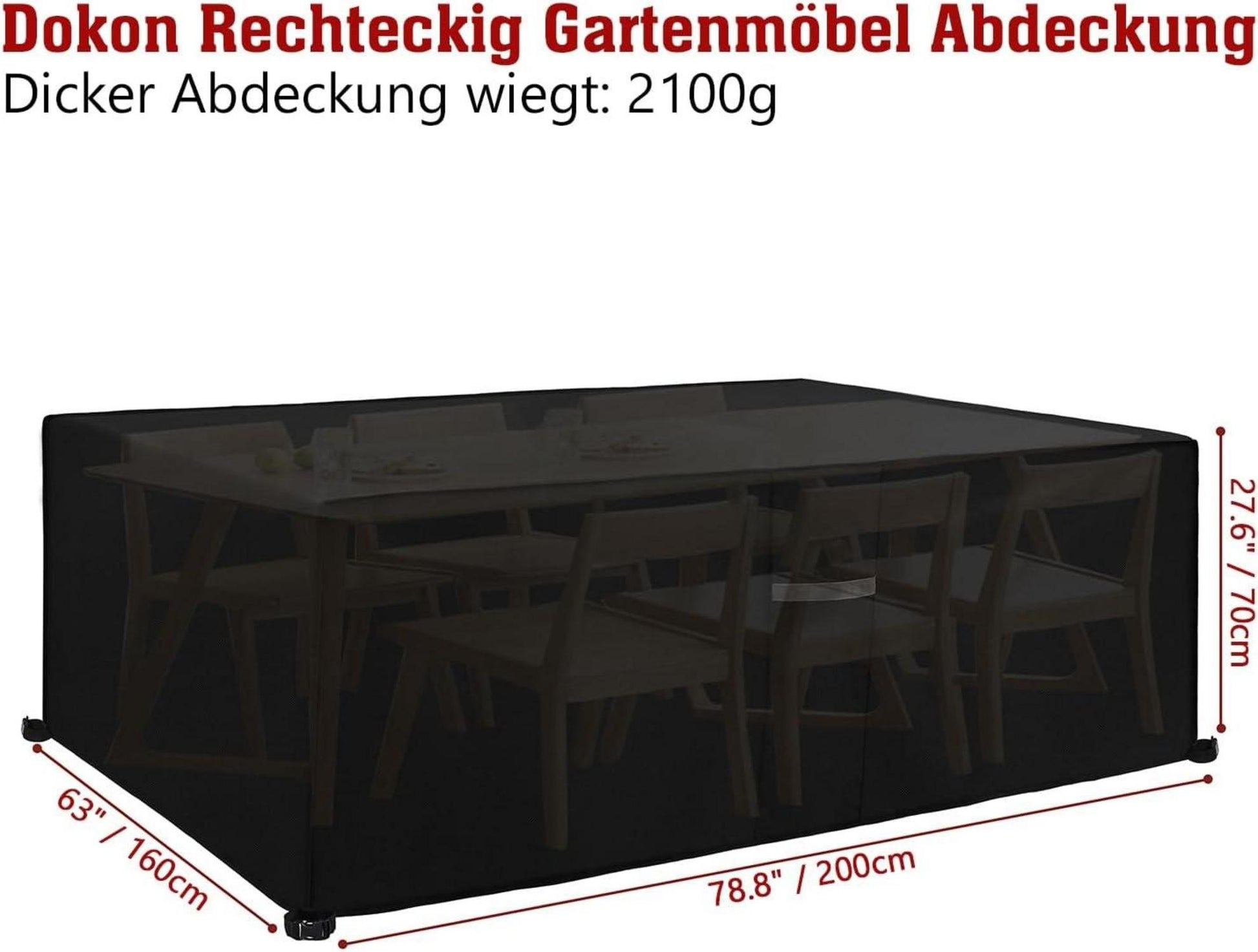 Gartenmöbel Abdeckung 600D Oxford Wasserdicht 200x160x70cm