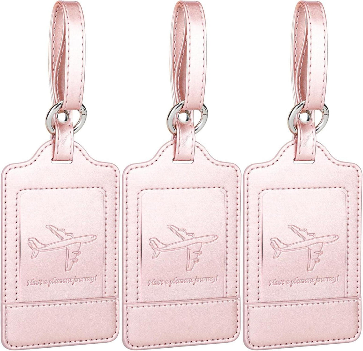 Kofferanhänger 3er Set PU Leder Adressschild Roségold