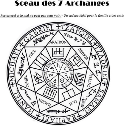 AFSTALR Herren Halskette 7 Erzengel Siegel Talisman Edelstahl Anhänger