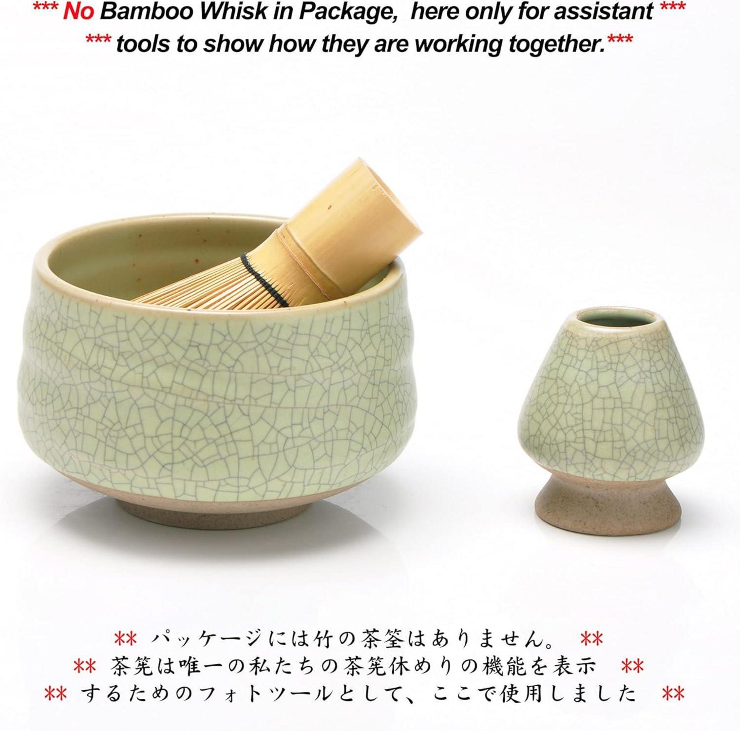 Chawan Matcha Tea Bowl und Whisk Set, 18 Unzen, mattes hellgrün, lebensmittelecht