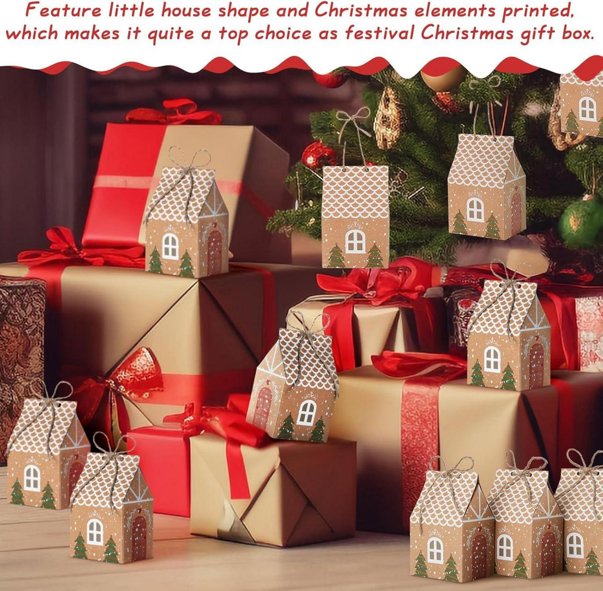 Weihnachten Party Geschenkboxen Kraftpapier Süßigkeitsboxen 50er Pack