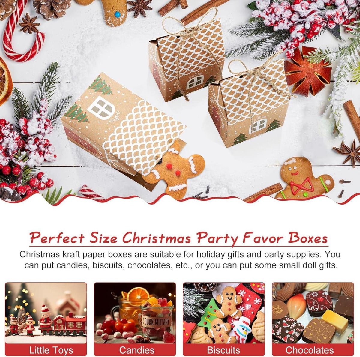 Weihnachten Party Geschenkboxen Kraftpapier 50