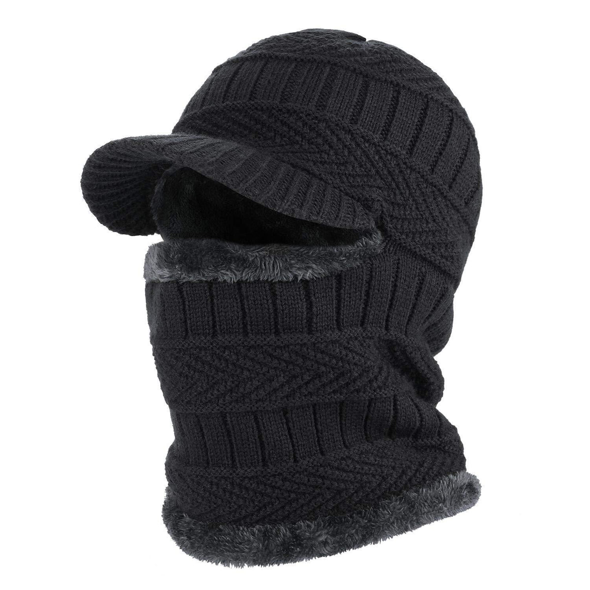 Sturmhaube mit Halswärmer – Winddichte Ski-Gesichtsmaske Schwarz