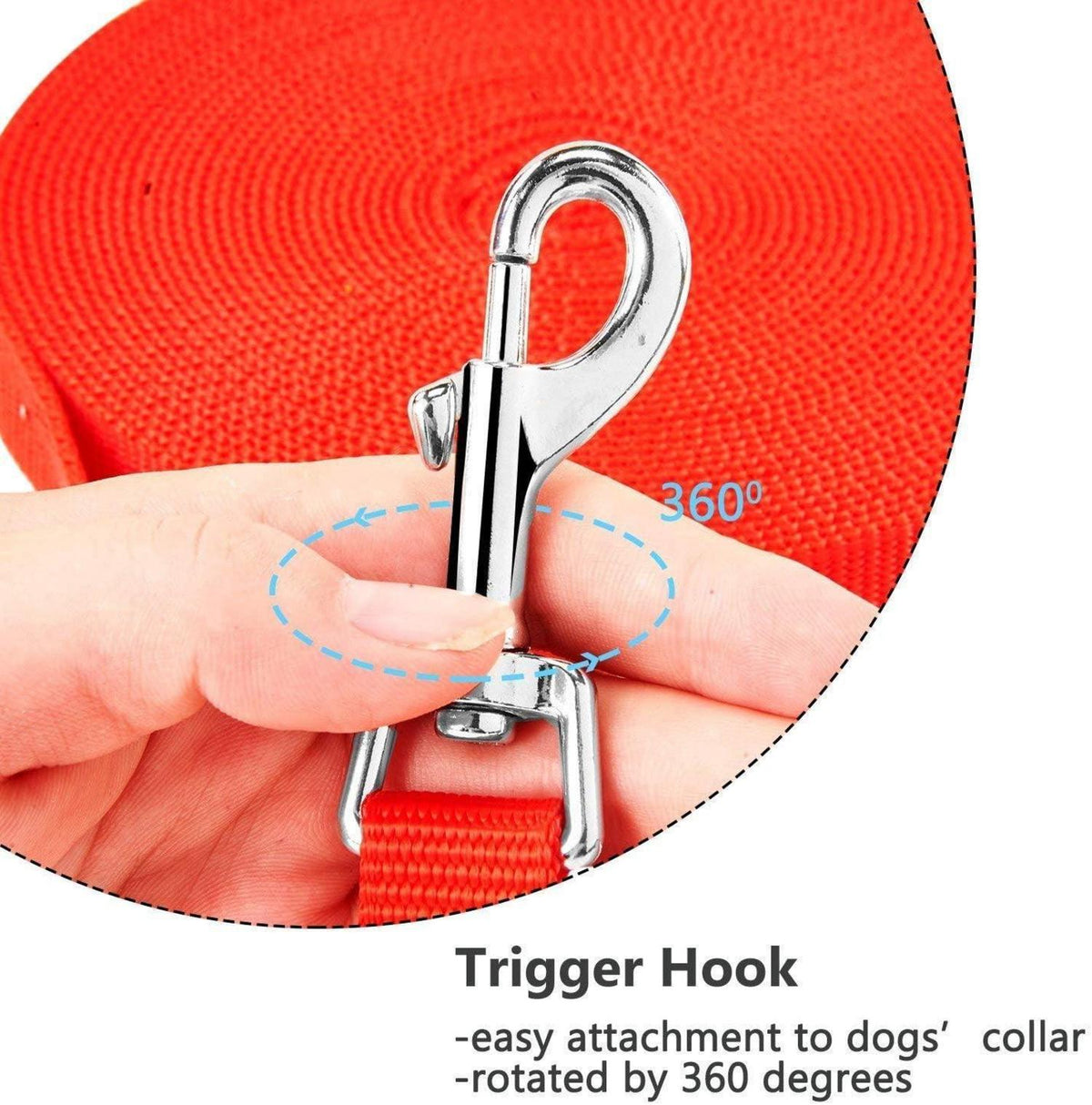 HAPPY HACHI Hundeleine Nylon 5m Rot D-Karabiner Griffpolster