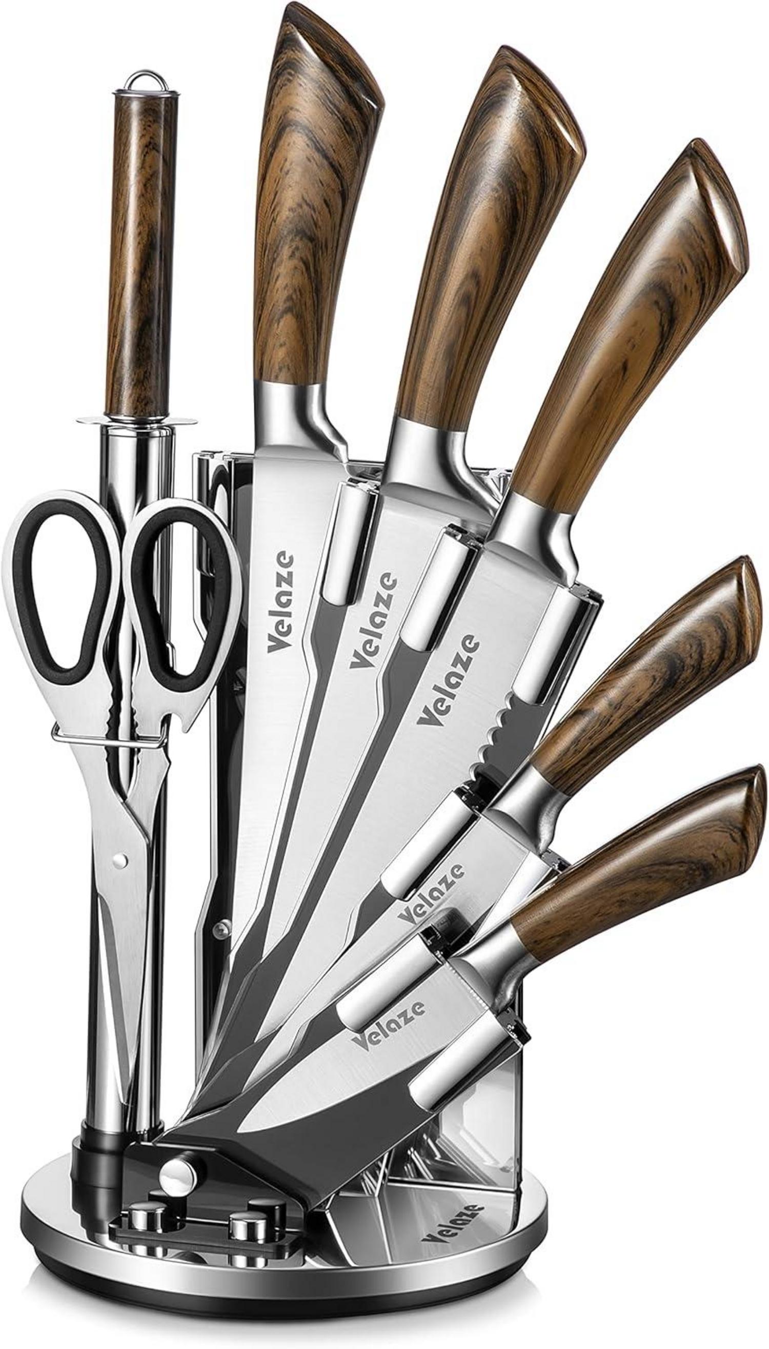 8-teiliges Profi Küchenmesser Set aus Edelstahl mit Messerblock