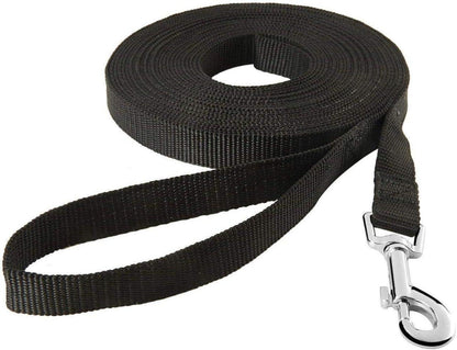 HUNDE SCHLEPPLEINE Nylon Trainingsleine 5m Schwarz D-Karabiner & Griffpolster