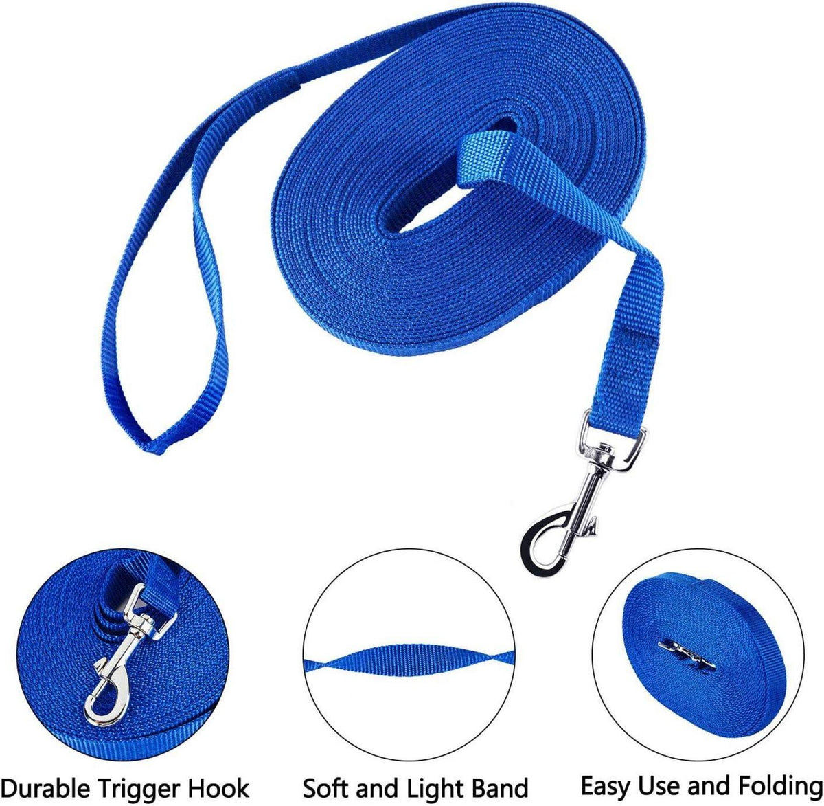 HAPPY HACHI Schleppleine für Hunde Nylon Robust Trainingsleine mit D-Karabiner 5m Blau