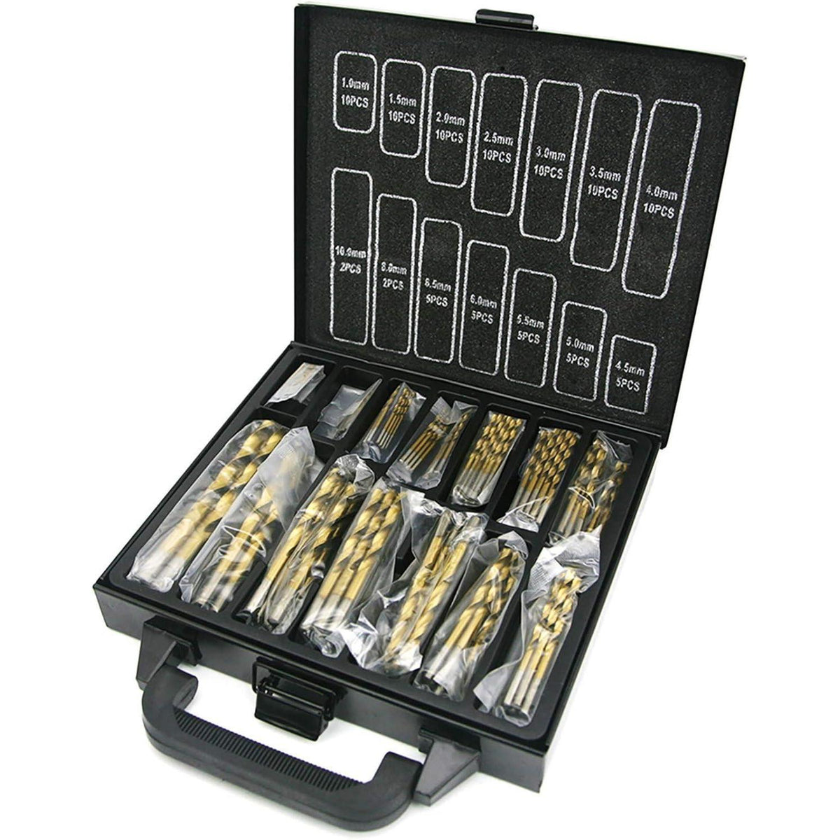 99-teiliges HSS-Bohrerset mit TiN-Beschichtung (1-10mm) für Metall & Holz
