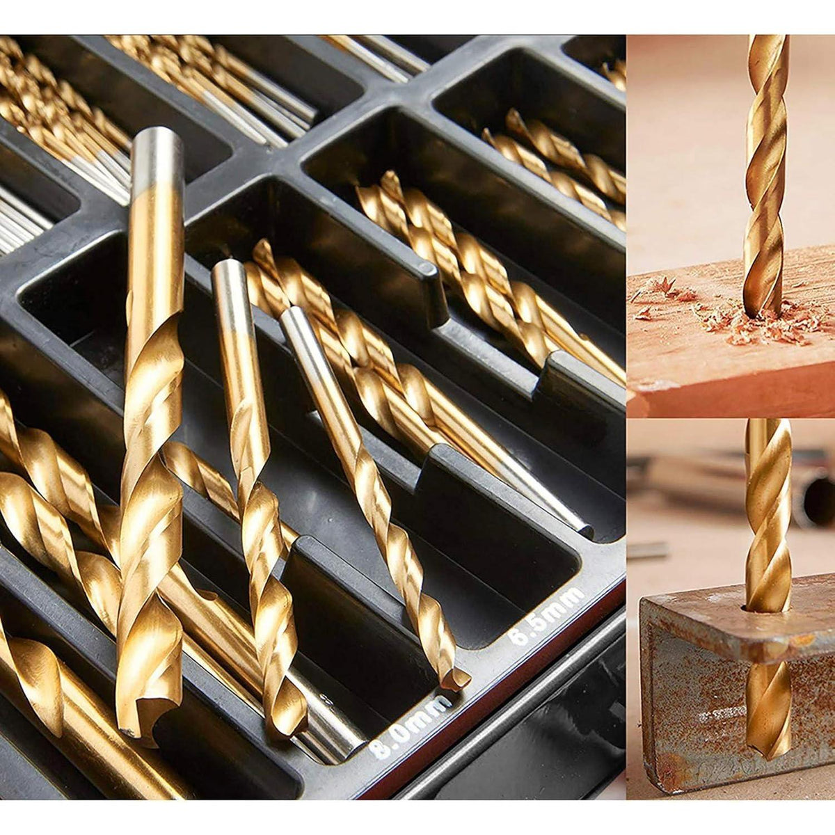 99-teiliges HSS-Bohrerset mit TiN-Beschichtung (1-10mm) für Metall & Holz