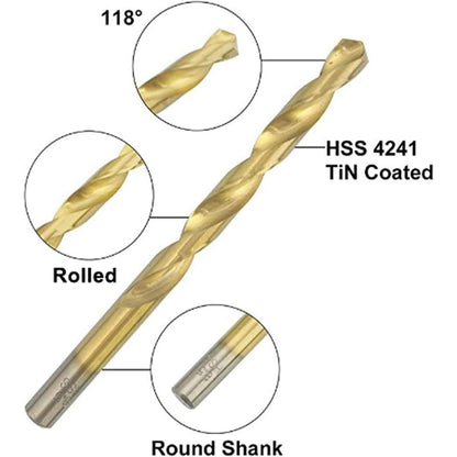 99-teiliges HSS-Bohrerset mit TiN-Beschichtung (1-10mm) für Metall & Holz
