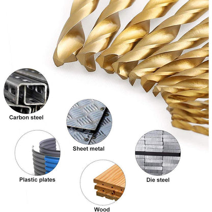 99-teiliges HSS-Bohrerset mit TiN-Beschichtung (1-10mm) für Metall & Holz