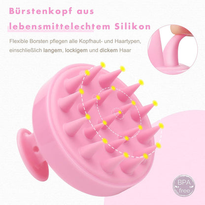 Silikon Kopfhaut Massagebürste für Haarpflege und Wachstum, Rose