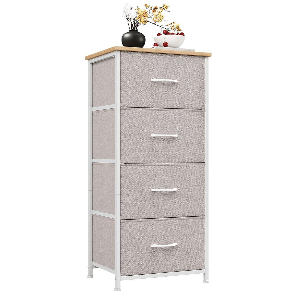 Somdot Kommode 4 Schubladen – Schlafzimmer, Wohnzimmer, Grau