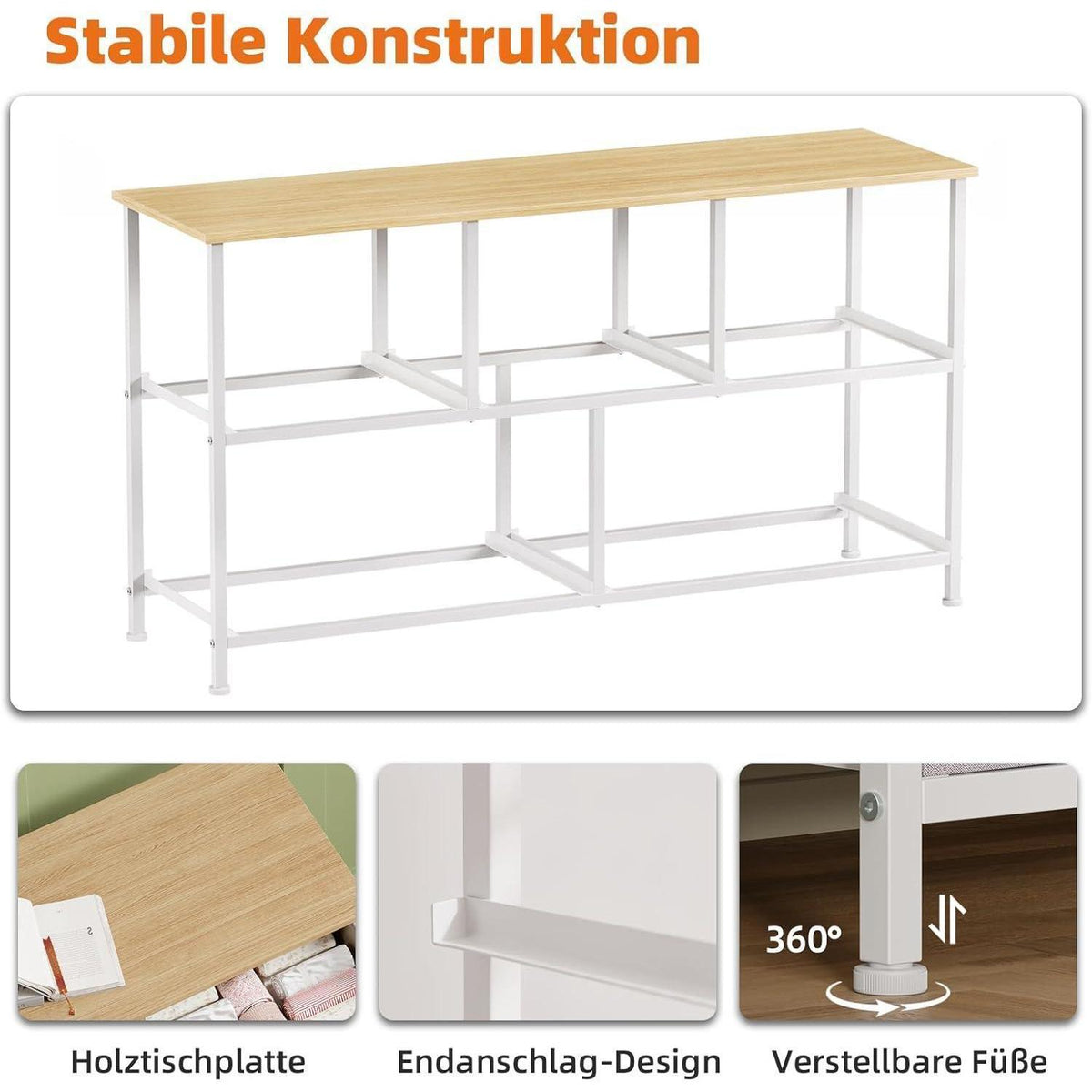 Kommode mit 5 Stoffschubladen – Aschgrau, 100x30x55 cm