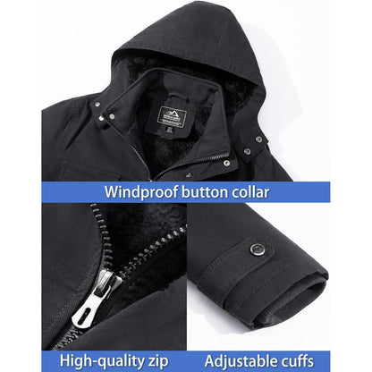 Herren Winterjacke Warm Gefüttert Militärstil Grau XXL