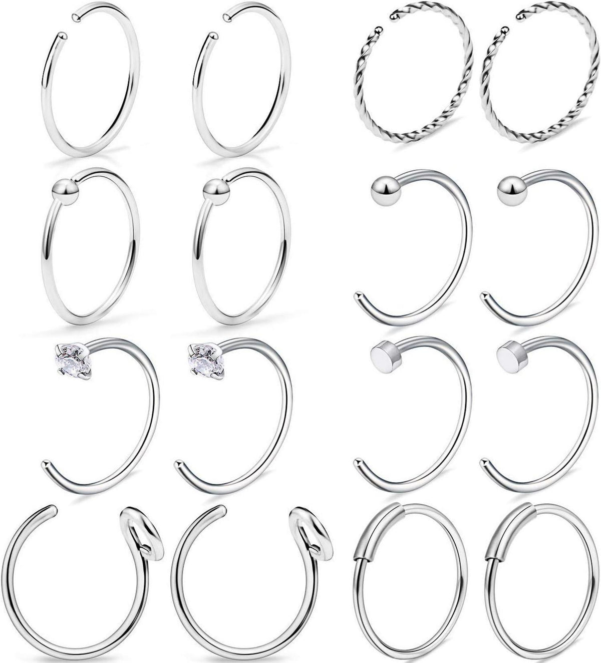 20G Nasenpiercing Fake Piercings Chirurgenstahl Silber Rosegold