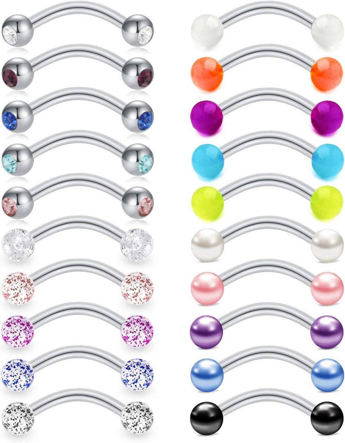 20Stk Augenbrauenpiercings 16G Chirurgenstahl Kugel Perle Rook