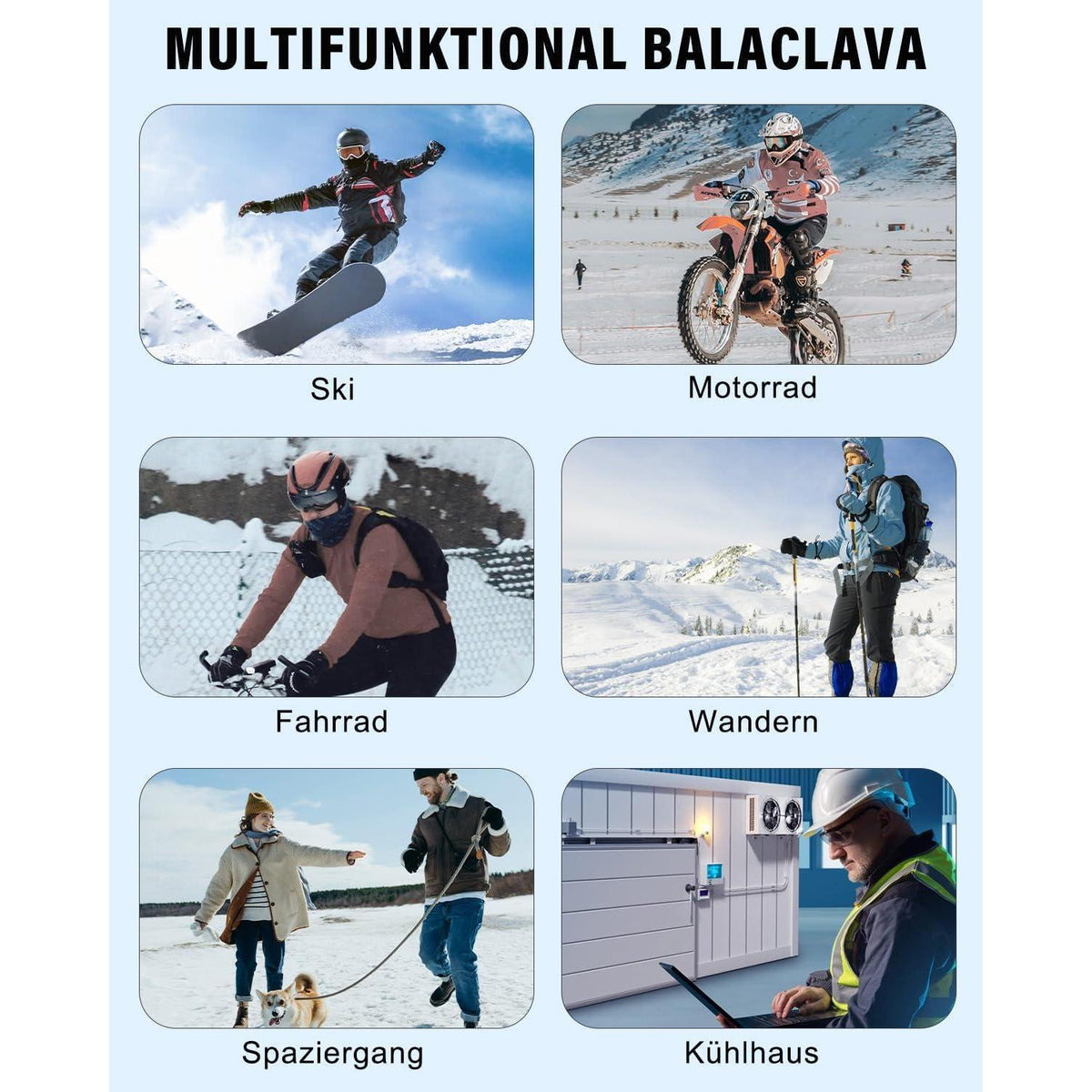 Sturmhaube Balaclava | Winterhaube für Ski, Fahrrad & Motorrad, Schwarz