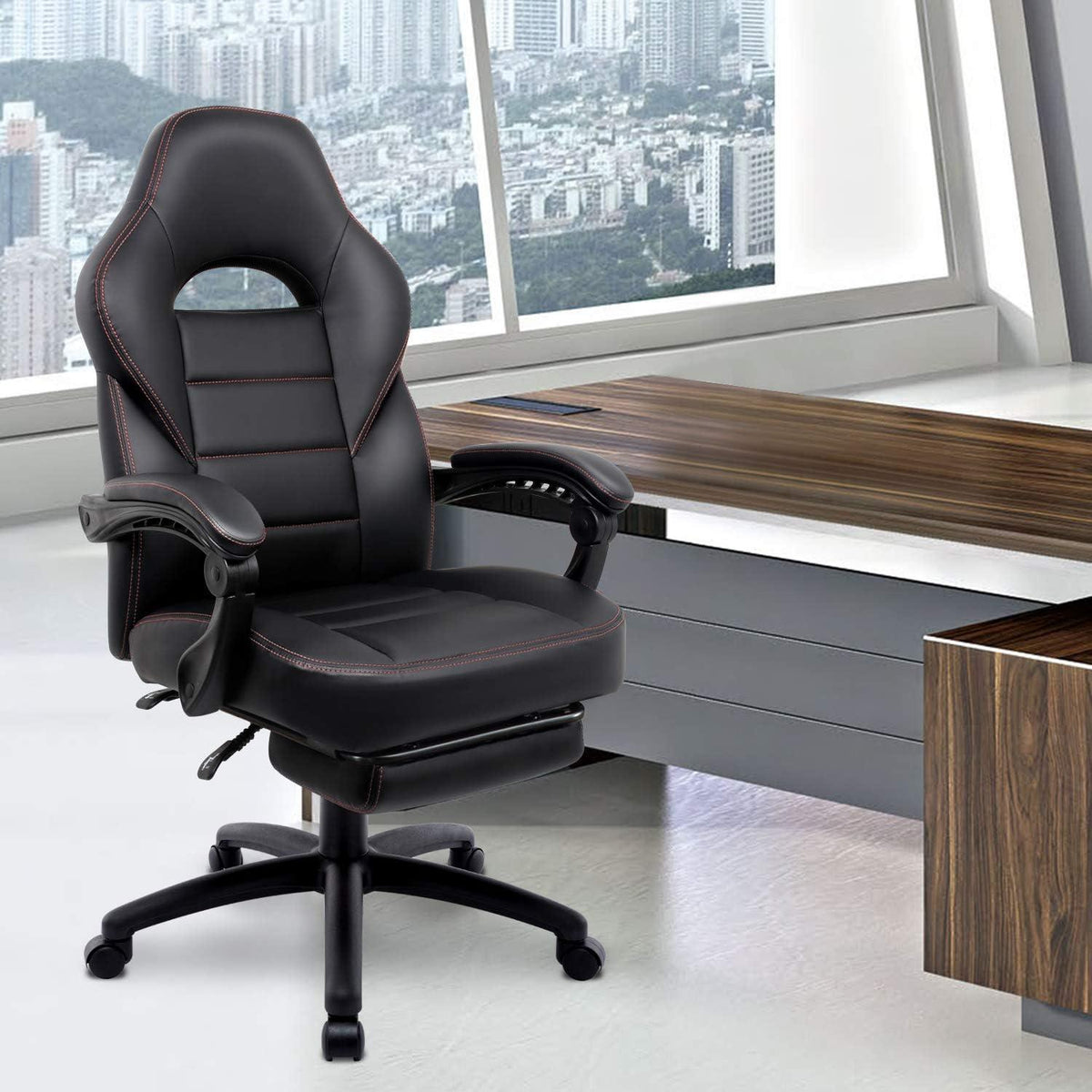 Ergonomischer Bürostuhl mit Fußstütze und verstellbaren